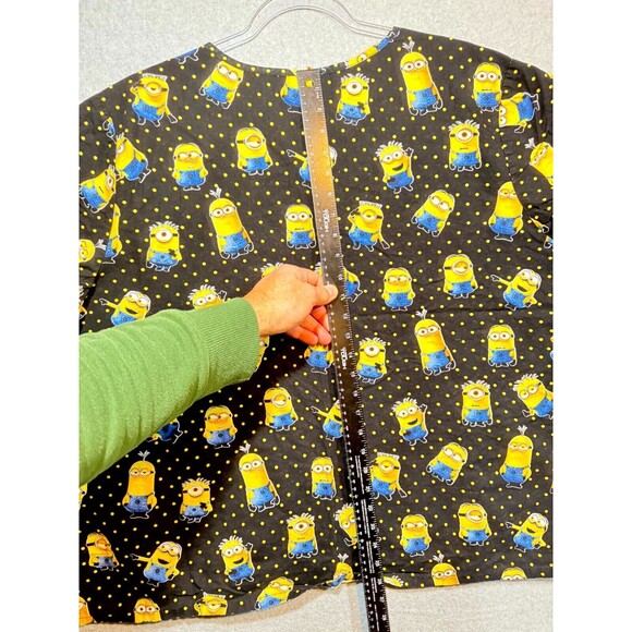 Despicable Me‎ Scrub Top Women's 3X Black Printed Cotton V-Neck Pockets Pullover - Picture 9 of 10